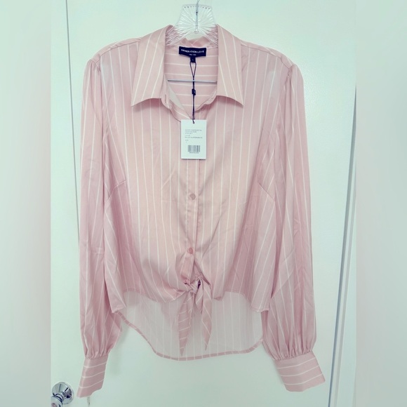 Generation Love Emory Pinstripe Tie-Front Blouse- Ballet Slipper - Picture 3 of 5